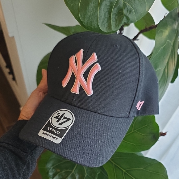 47 Brand Kids Black Cap with Pink Logo Custim Made With Letter J on the Side - Picture 1 of 7